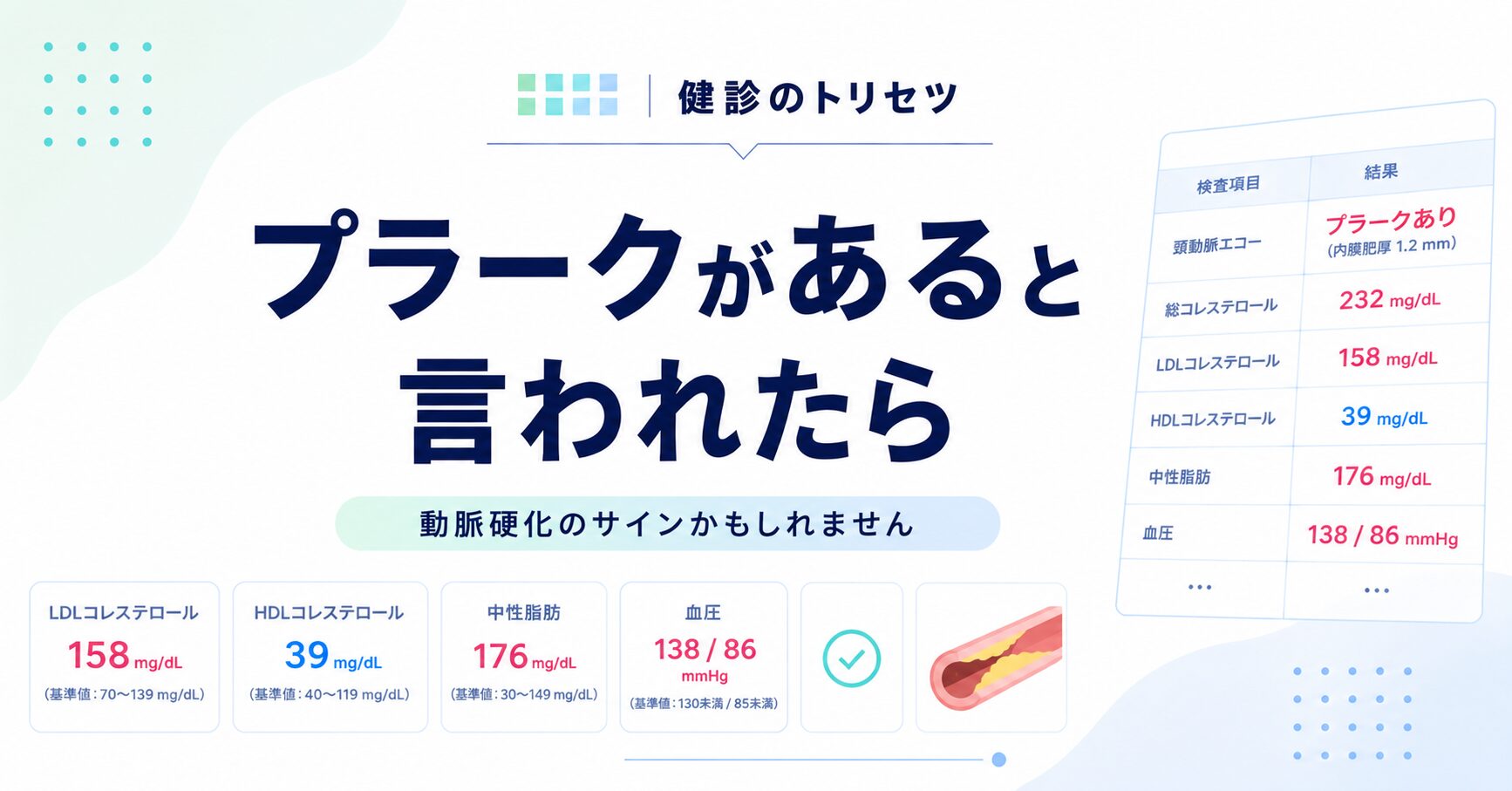 頸動脈プラークがあると言われたときの原因と改善方法